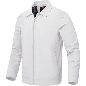 Men's Stylish Jackets Lightweight 01 White Coat Front Closure Zip Up Pockets